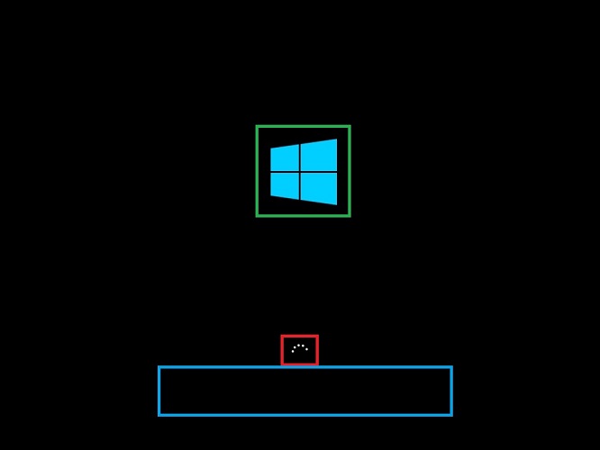 A Windows 10 boot screen.