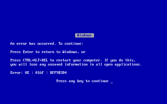 BSOD error screen