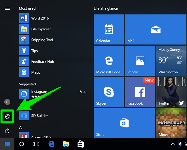 Click on the "Start" menu button.
Click on the "Power" icon.
