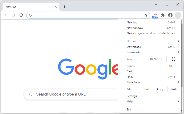 Close Task Manager and open your web browser.
Click on the three-dot menu icon in the top-right corner of the browser window.