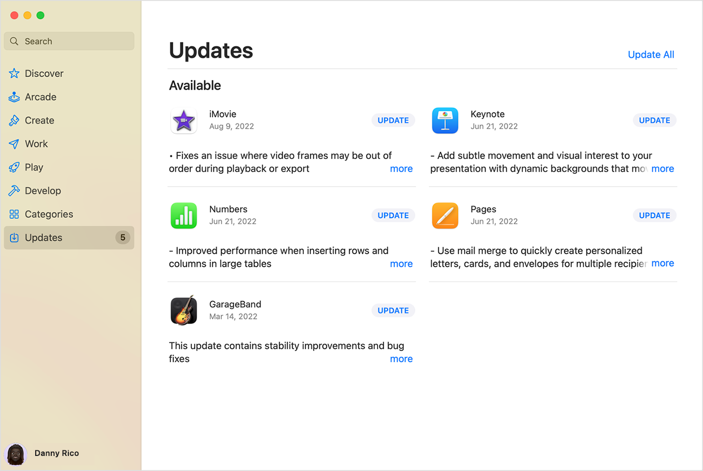 Go to the App Store.
Select Updates.