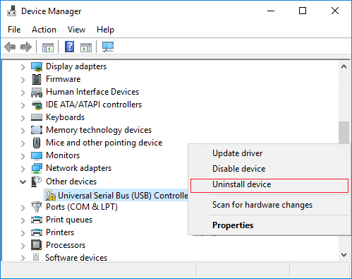 Go to the Device Manager on your PC.
Expand the Universal Serial Bus controllers section.