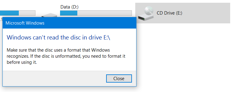 Insert a blank CD or DVD into your disc drive
Ensure that the disc drive is working properly