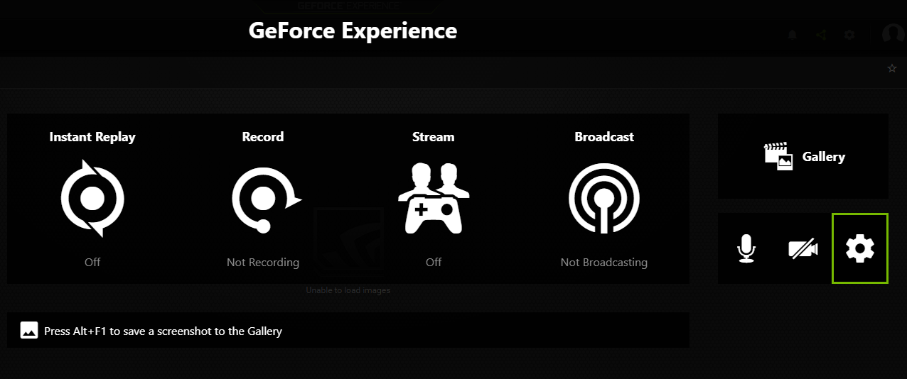 Open Nvidia GeForce Experience
Click on the "Settings" cog icon