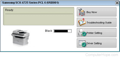 Open the printer software on your computer.
Select the option to check ink or toner levels.