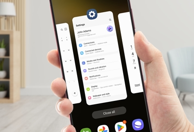 Press and hold the Back button to view the list of recently used apps.
Swipe left or right to close any apps running in the background that you are not actively using.