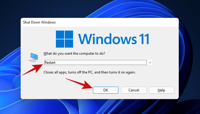 Save any open files and close all applications.
Click on the "Start" button and select "Restart".