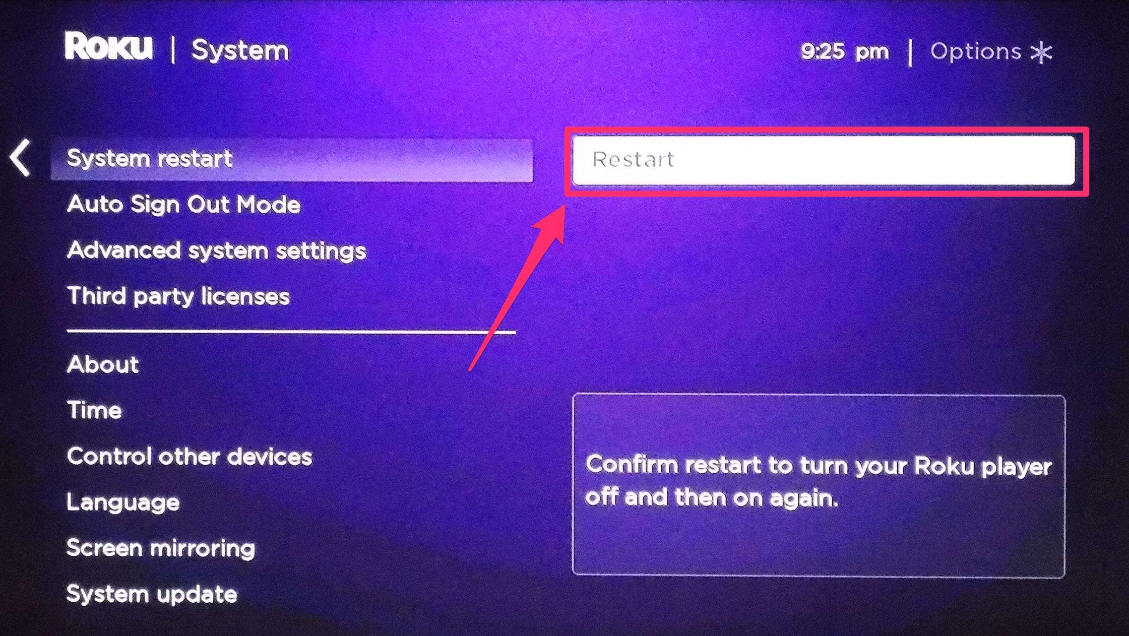 Select System and then choose Advanced System Settings.
Click on Factory Reset and follow the on-screen instructions to reset your Roku device.