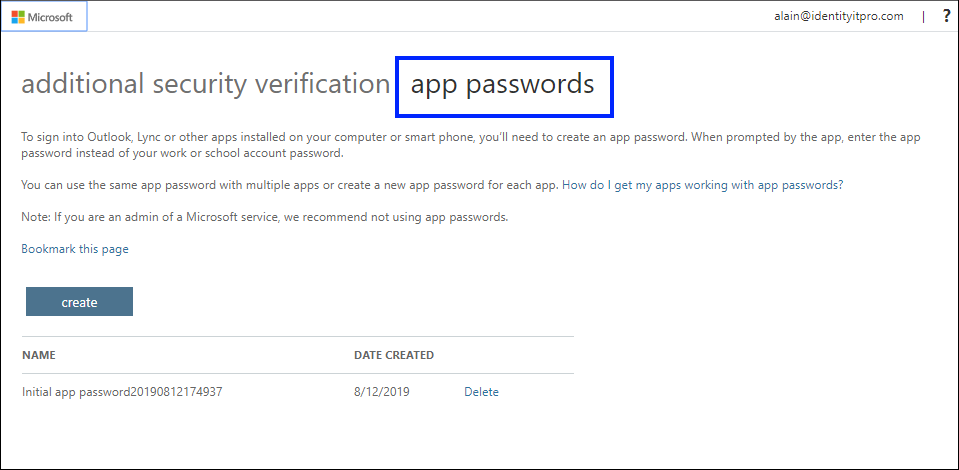 To view your app passwords, scroll down to the "Two-step verification" section.
Click on the "Manage app passwords" link.