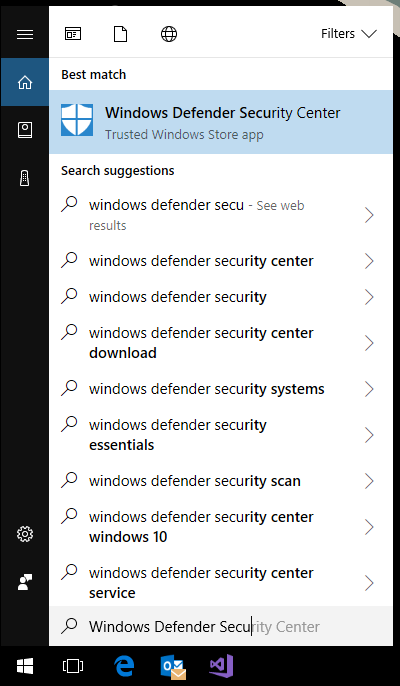 Windows Defender Security Center interface