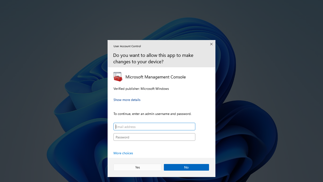 Windows User Account Control prompt
