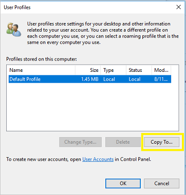 Windows user profile settings